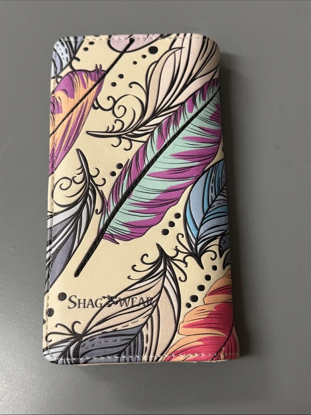 SHAG WEAR Floral Feather Print Wallet – Cream Multicolor